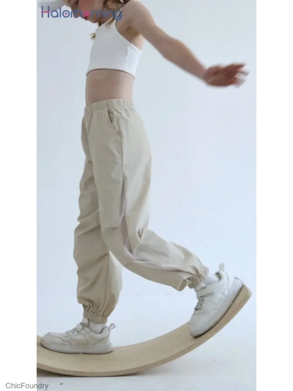 Girls Jogger Pants Kids Elastic Waist Mesh Side Hiking Pants Streetwear with